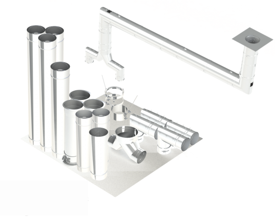 22"- Single Wall Kit,Two 16" Connections, Grease Duct, Two 90's, 30' Straight, Including No Weld Hood and Fan Connections Fan Connections SWNAKS-KIT20 SHOP HOODS, DUCTWORK, Single Wall Grease Duct Kits, Single Wall Kit - Straight w/ Pant Leg and 2 - 90's