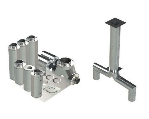 22"- Double Wall Kit, Reduced Clearance, Two 16" Connections, Grease Duct, 10' Straight, Including No Weld Hood and Fan Connections DWNAKS-RC-KIT19 SHOP HOODS, DUCTWORK, Double Wall Reduced Clearance Grease Duct Kits, Double Wall Kit - Straight W Pant Leg