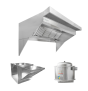 HoodMart Low Ceiling Sloped Front Restaurant Hood System w/PSP Makeup Air 5’ x 48” EXH005LB-PSP SHOP HOODS, COMMERCIAL HOOD PACKAGES, Makeup-Air Hood Packages, Low Ceiling Sloped Front PSP, Untempered Air