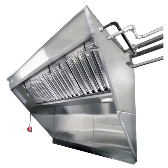 Hoodmart Stainless Steel Integrated Exhaust Hood and Fan System - Low Box Concession w/double Exhaust Louver 11' X 40" - Patent Pending LBOX-AV11C SHOP HOODS, COMMERCIAL HOOD PACKAGES, Concession Hood Packages, Integrated Exhaust Hood and Fan System for Food Truck / Concession