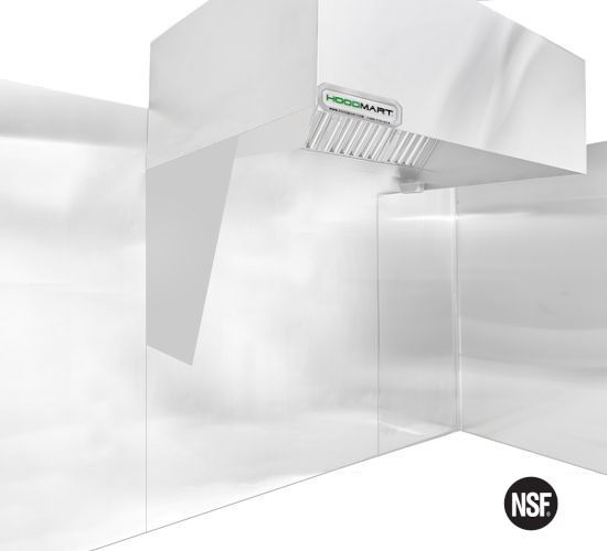 (Left) Stainless Steel Side Curtains Half L/R -23" Top 48" High 20" Bottom SIDE_CURTAIN_HALF_LEFT SHOP HOODS, ACCESSORIES, SIDE CURTAINS, HALF PANELS (NON-INSULATED)