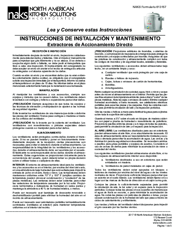 613157SP - EXTRACTORES DE ACCIONAMIENTO DIRECTO