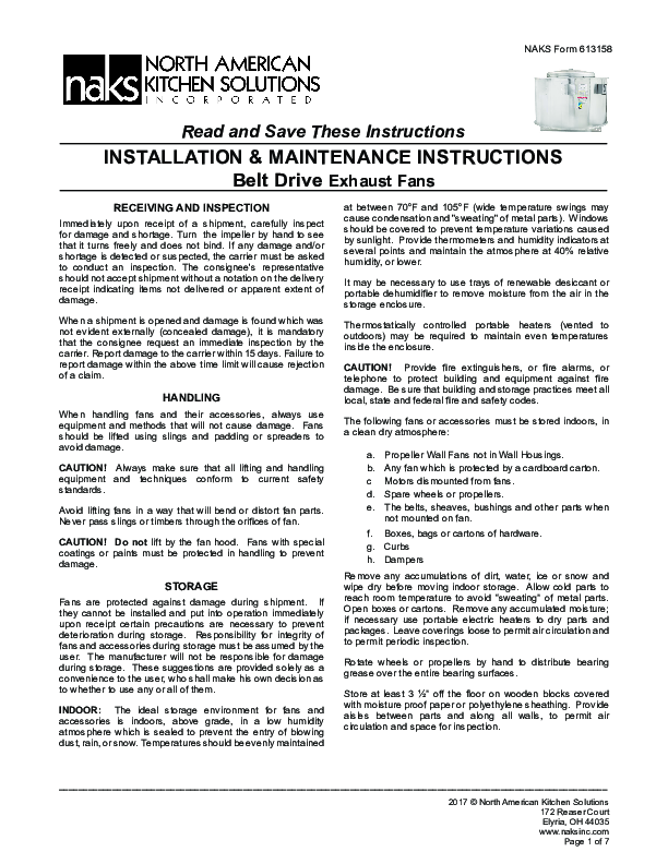 613158EN - BELT DRIVE FANS