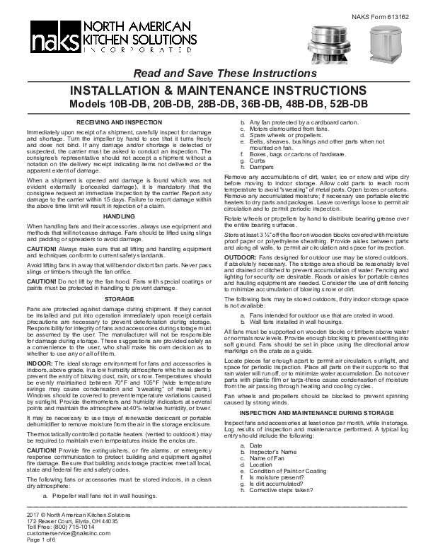 613162EN - BELT DRIVE DOWNBLAST FANS