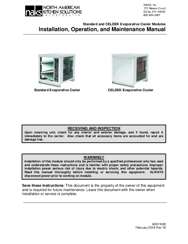 EVAP Cooler Instruction Manual