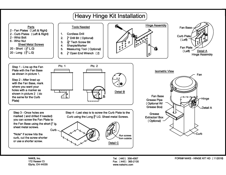 NAKS Hinge Kit Heavy Duty Assembly Instructions 