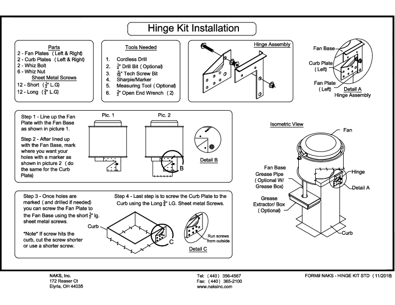 NAKS - Hinge Kit Standard Assembly Instructions