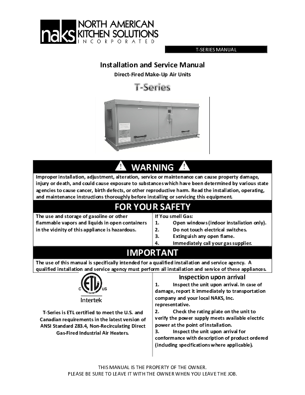 Installation and Service Manual