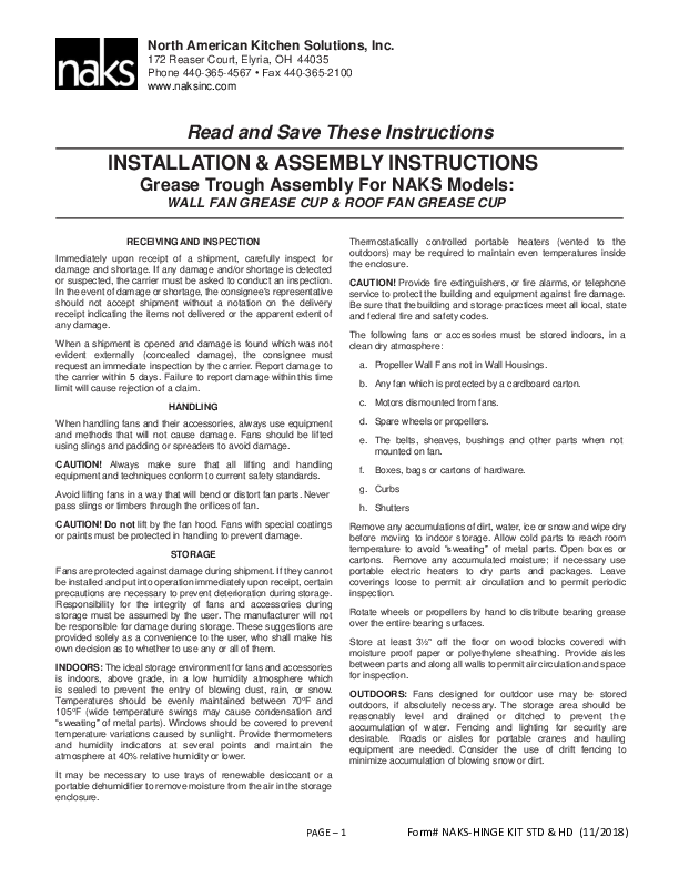 NAKS - Grease Trough Assembly Instructions