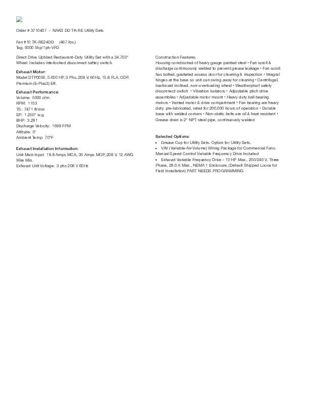 TK-RE24DD 5000 5hp1ph-VFD