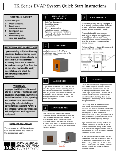 TK Series EVAP Quick Start Instructions Guide